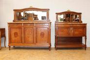 Oak inlay sideboard and server with marble circa 1900