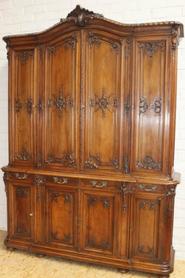 8 door walnut Louis XV cabinet/bookcase 19th century