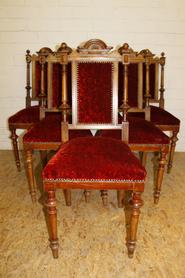 6 Walnut Henri II chairs