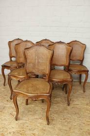 6 walnut Louis XV chairs circa 1900