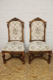 2 big walnut side chairs 19th century