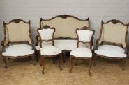 5pc walnut Louis XV sofa set with cherub faces (need new upholstry)