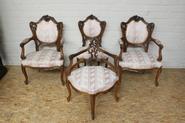 2 Louis XV armchairs & cornerchair & 1 chair