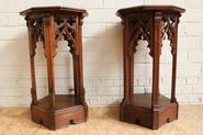 Pair walnut Gothic pedestals 19th century