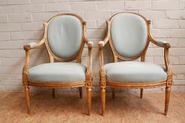 Pair of original gilt Louis XVI arm chairs 19th century