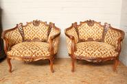 Beautiful pair of Louis XV arm chairs in walnut 19th century