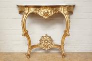 Wooden original gilt Louis XV console with marble 19th century