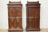 Pair walnut Henri II cabinets 19th century