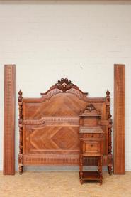 Walnut Louis XVI bed and nightstand 19th century