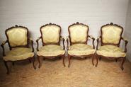 set of 4 walnut Louis XV arm chairs 19th century