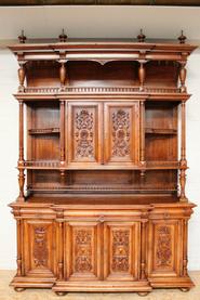 Monumental walnut Henri II cabinet 19th century