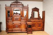 Exeptional monumental solid walnut Louis XVI bedroom set