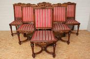 6 walnut Henri II chairs 19th century