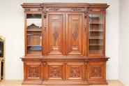 8 door walnut monumental Henri II bookcase 19th century