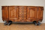 Solid walnut Louis XV bombay sideboard with marble top circa 1920