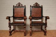 Pair Spanish arm chairs