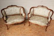 Pair walnut Louis XV arm chairs  