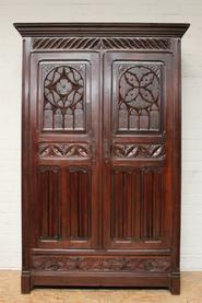 Chestnut Gothic armoire 19th century