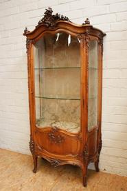 Solid walnut Louis XV bombay display cabinet 19th century