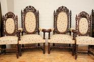 4 pc. Oak hunt armshairs and chairs 19th century