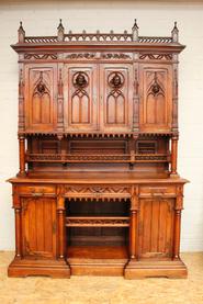 Walnut Gothic cabinet 19th century