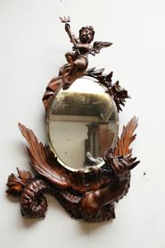 Walnut cherub/dragon mirror 19th century