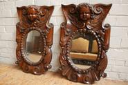 Pair oak mirrors 19th century