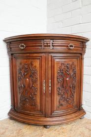 Walnut Henri II corner cabinet 19th century