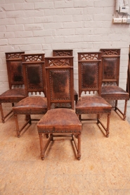 6 gothic style chairs in oak