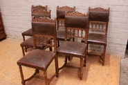 6 Henri II chairs with perfect leather