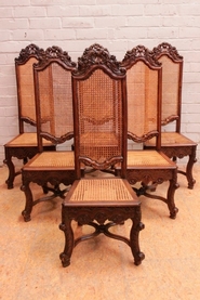 6 Louis XV tall back chairs