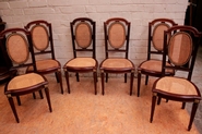 6 Louis XVI style chairs in mahogany and bronze signed Louis Schmitt Paris