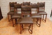 6 oak henri ii chairs with perfect leather
