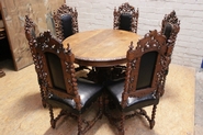 6 Oak hunt chairs and table