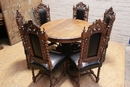 Hunt style Table & chairs in Oak, France 19th century