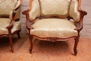Louis XV style Parlor set in Walnut, France 1900