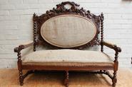 7 pc.Oak Hunt sofa set 19th century