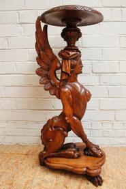Walnut figural renaissance pedestal 19th century