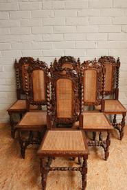 Set of 6 oak hunt chairs 19th century