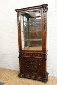 Walnut renaissance display cabinet signed by the maker 19th century