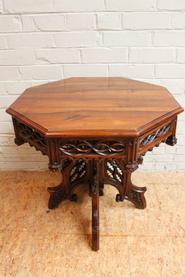 Walnut Gothic figural coffee table 19th century