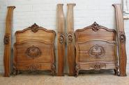 Solid walnut Louis XV twin beds 19th century