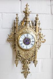 Bronze gilded gothic wall clock 19th century
