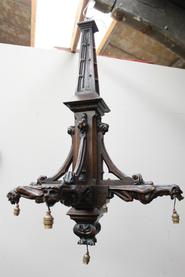 Oak gothic chandelier 19th century