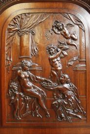 Walnut Figural Renaissance cabinet 19th century