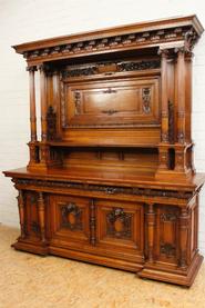 Super quality monumental walnut renaissance cabinet 19th century