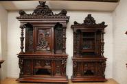 Exceptional,monumental walnut figural cabinet and serve    r 19th century owned by EMILE LOUBET PRESIDENT OF FRANCE FROM 1899-1906