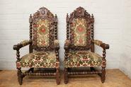 Pair of oak hunt arm chairs 19th century