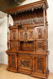 Walnut special monumental figural cabinet and server 19th century 