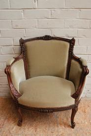 Walnut Louis XVI arm chair 19th century